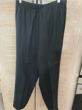 Hot Cotton Black Straight-Leg Elastic-Waist Pants